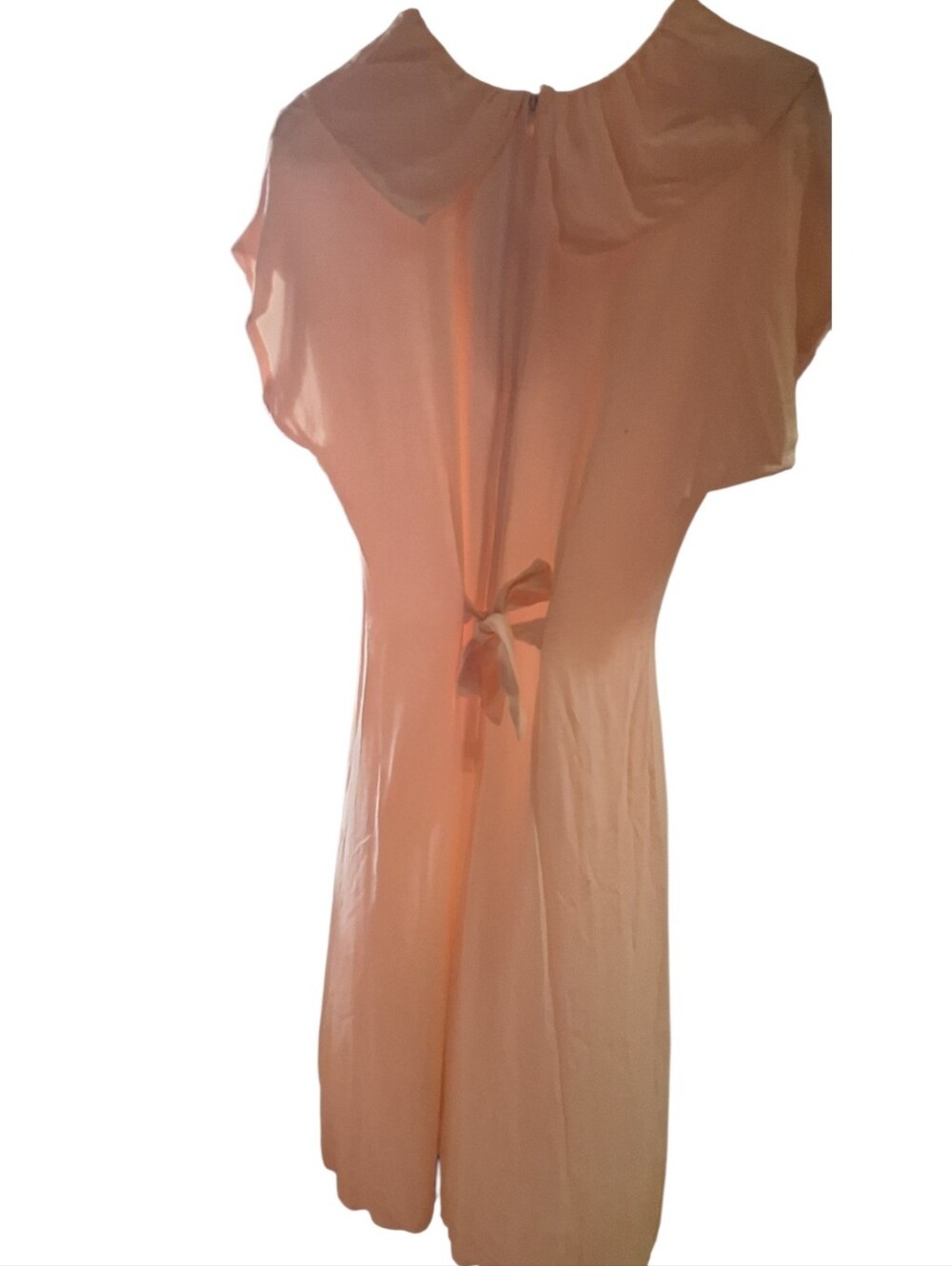 Vtg 80s Cottagecore Floral Button Front Midi Dress Peach Prairie DRESS 10 Ruffle - Picture 4 of 9